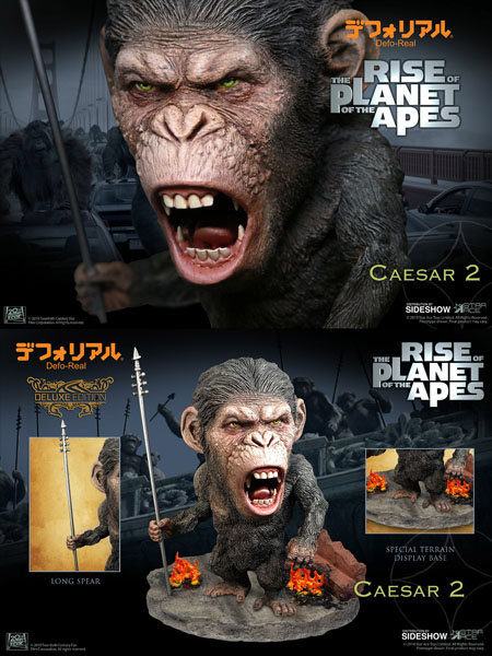 Star Ace Toys Soft Vinyl Defo-Real Series Rise of the Planet of the Apes Caesar Spear Version Deluxe Vinyl Statue